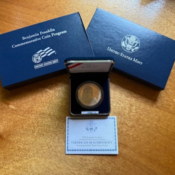 2006 Ben Franklin Founding Father 90% Silver Dollar Proof Coin, OGP, COA - Picture 1 of 10